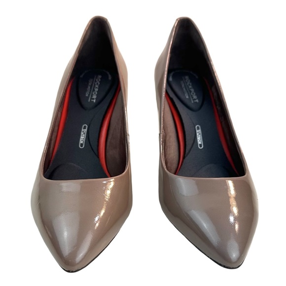 Rockport Women's Plain Pump Dress Shoes Color: Taupe Grey Patent Size: 5.5 NEW - Picture 2 of 15